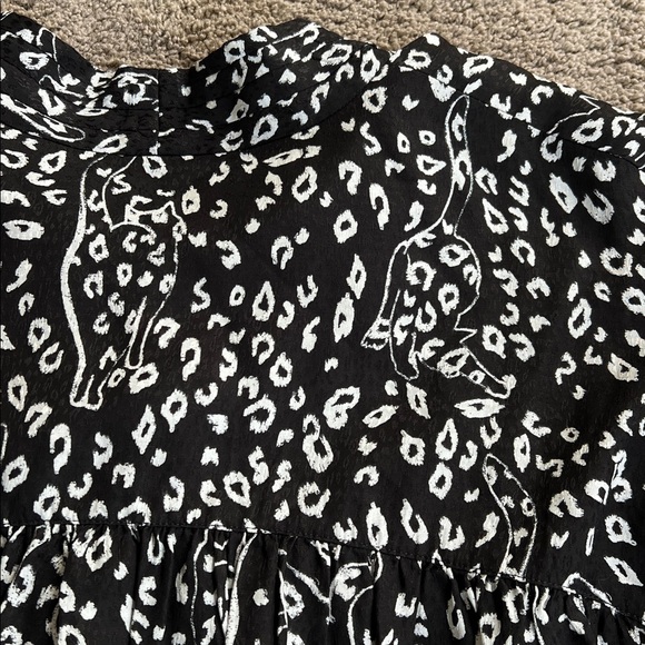 Ted Baker Lodon Black and White Leopard Wildside Print Button Up Puff Sleeve 4 - Picture 11 of 11